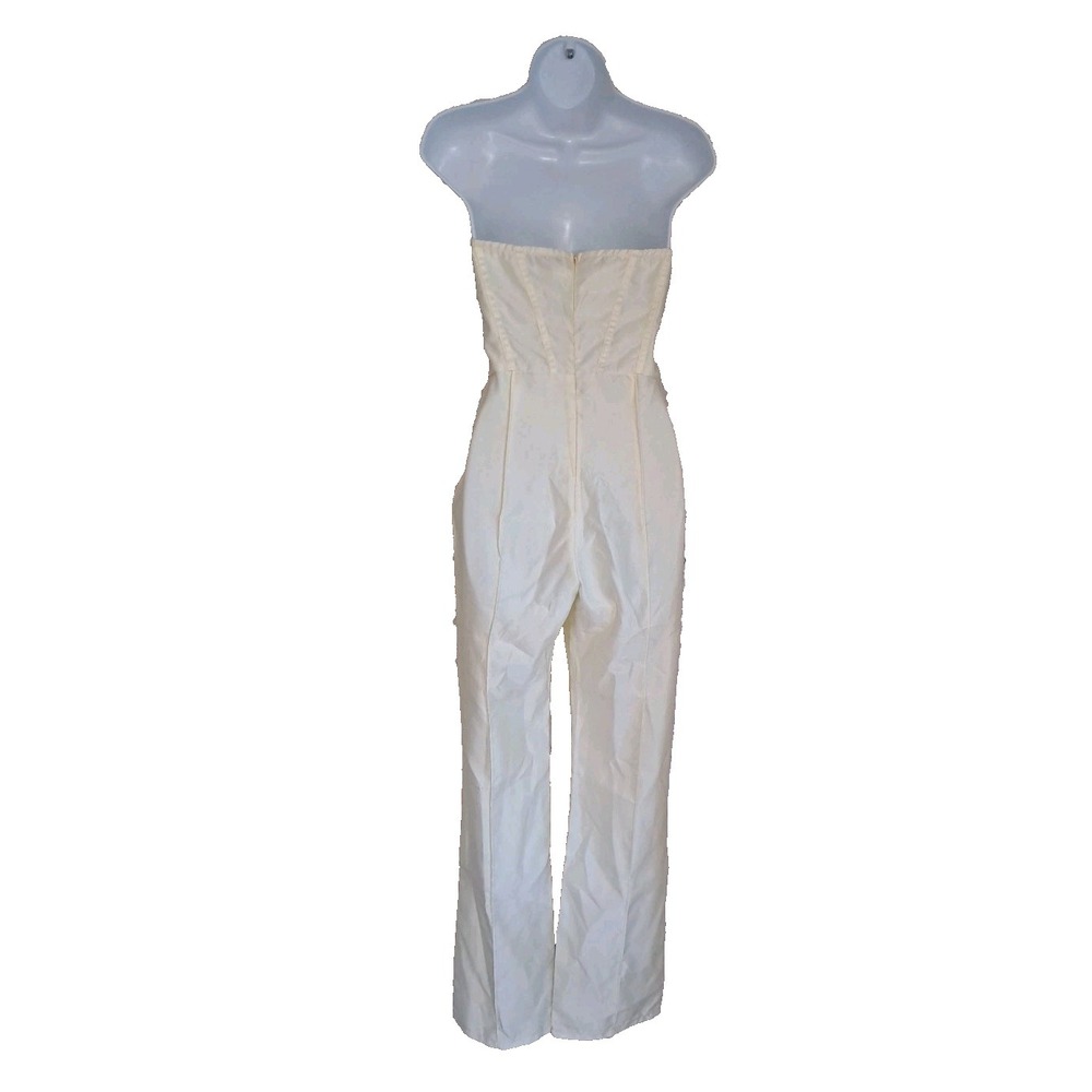 PrettyLittleThing Jumpsuit Size 6 Cream Satin Bandeau Corset Coquette Zip NWT - Picture 9 of 9